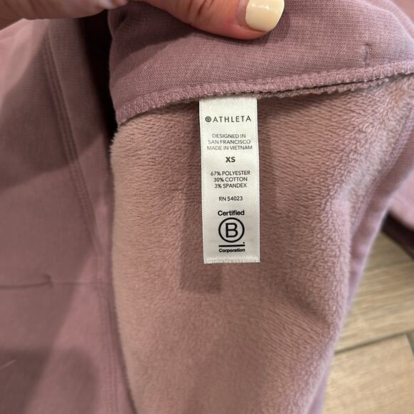 ATHLETA Mauve Pink Cozy Karma ASYM Pullover Fleece Cowl Neck Jacket Size XS‎ - Picture 9 of 12